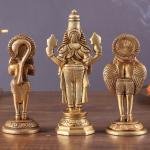 Brass Tirupati Balaji, Garuda & Hanuman Trio Set | 5.5" Divine Idols | 1.04kg Handcrafted Masterpiece | Sacred Protection Set | Jaipurio